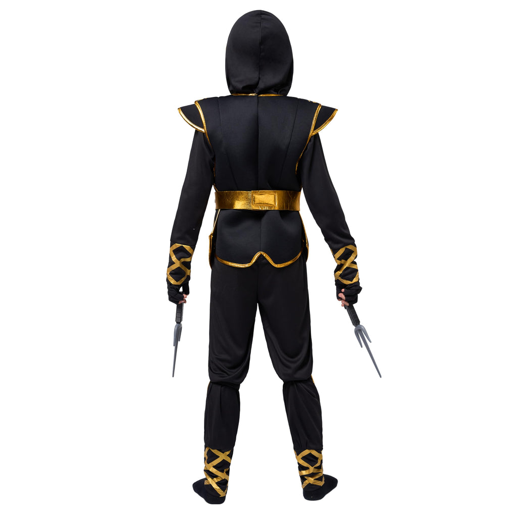 Spooktacular Creations Golden Ninja Costume Set, Ninja Jumpsuit with Foam Accessories for Kids, Toddler Halloween Outfit for Ideas Cosplay Party (Medium, 8-10 yrs)