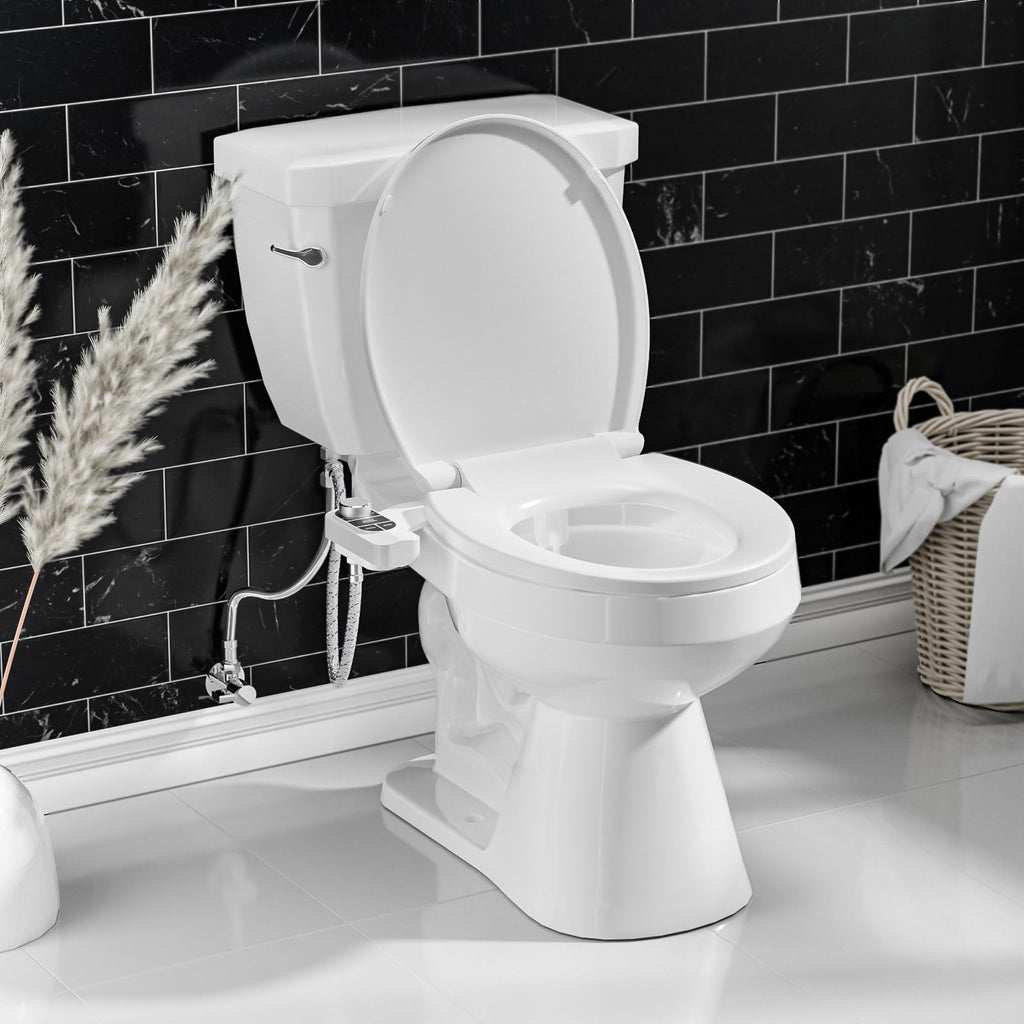 SAMODRA Non-Electric Bidet Attachment for Toilet – Self-Cleaning Dual Nozzle (Frontal & Rear Wash), Adjustable Water Pressure, Fits Most Toilets, Easy Installation (Classic Black/Silver)