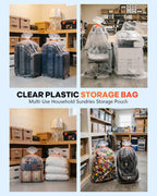 36x50 Inch Extra Large Clear Plastic Storage Bag for Luggage Cover, 8 Pack