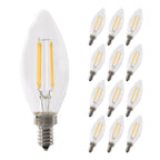 Feit Electric LED Candelabra Light Bulb, 100W Equivalent, Dimmable, E12 Base, 5000K Daylight, B10 Filament Torpedo Tip Decorative Lighting Bulbs, 13-Year Lifetime, BPCTC100950CAFIL/2/6, 12 Pack