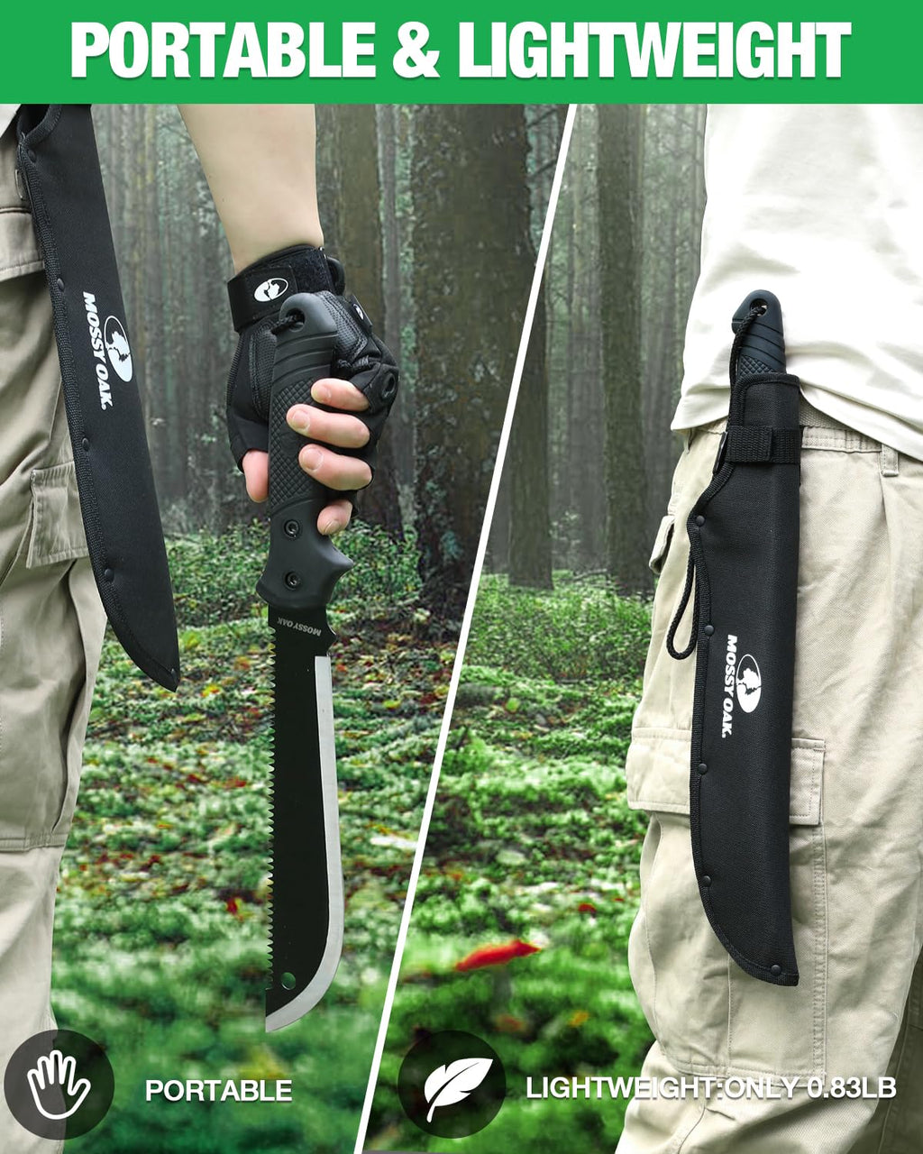 Mossy Oak Machete with Saw, 19-Inch Heavy Duty Machete with Sheath