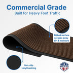 Consolidated Plastics Brush Dry Mat - Made in USA, Heavy-Duty Commercial DoorRug for Indoor/Outdoor Entryways, Non-Slip Backing for High-Traffic Areas (4' W x 6' L, Brown)