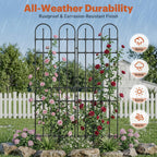 PICNICNI Black Garden Trellis, 71x21 Inch Metal Arch Decoration with Rustic Iron & Black Coating, 2 Pack Outdoor Plant Support for Climbing Roses, Vines, Flowers, Vegetables