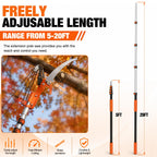 LAANPOLE 26FT Reach Tree Trimmer, Manual Pole Saw with 5-20FT Extension Pole, Tree Pruner Extendable for High Tree Branch Trimming Pruning Cutting