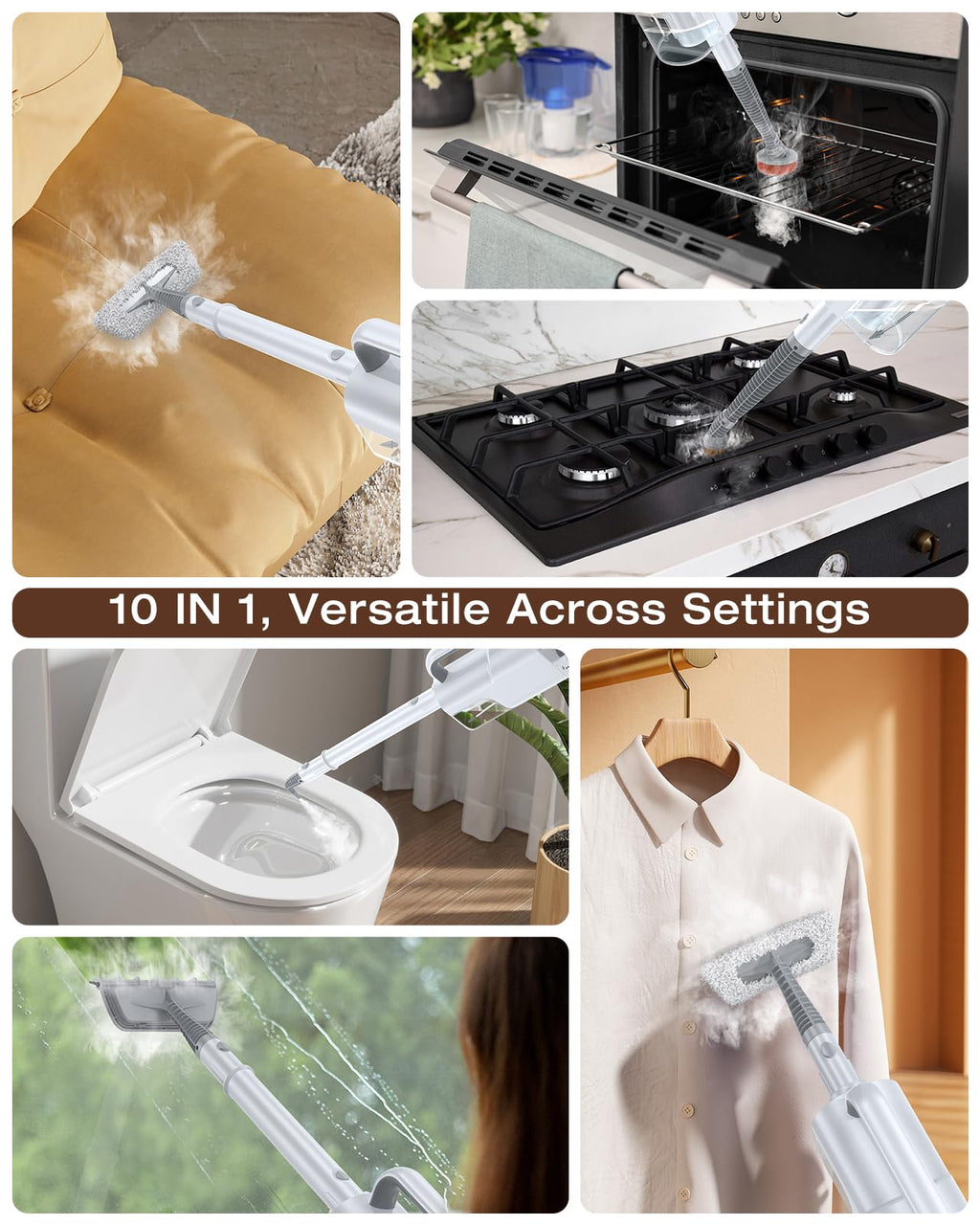 Steam Cleaner, 10-in-1 Detachable Handheld Steam Mop for Multi-Surface