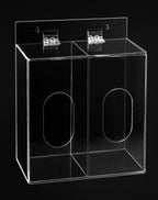 QWORK Clear Acrylic Mask and Glove Organizer – Dual Compartment Dispenser for Office & Home Use