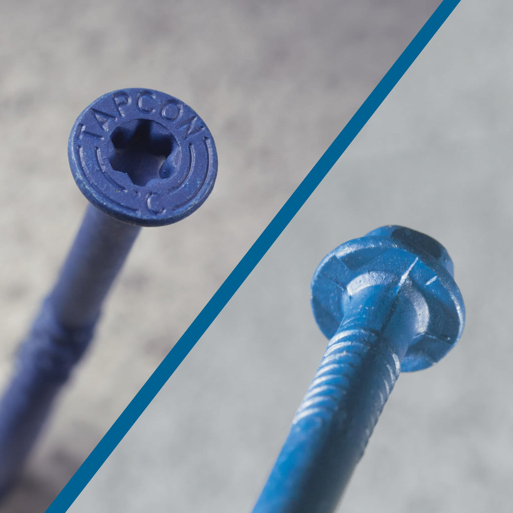Tapcon 3/16 x 2-1/4 Inch Blue Climaseal® Star Head Concrete Anchors, 225 PCS, Corrosion Resistant Coating, Heavy-Duty Concrete and Masonry Screws, Superior Holding Strength, Drill & T-25 Bit Included