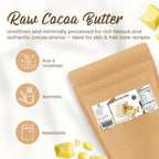2 Lb Cocoa Butter: Pure, Raw, Unprocessed. Incredible Quality and Scent. Use for Lotion, Cream, Lip Balm, Oil, Stick, or Body Butter. NON-GMO By SaaQin®