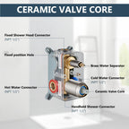 Aolemi Shower Faucet Set Rain Shower System with Handheld Spray Bathroom Shower Combo Rough-in Valve and Shower Trim Kit Included Brushed Nickel 16 Inch Wall Mount Shower Head