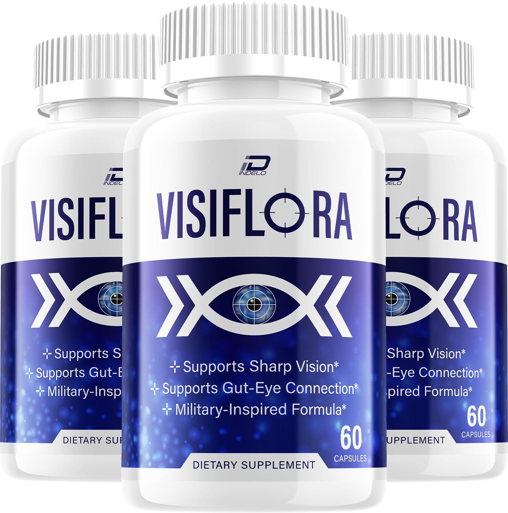 Indelo Visiflora Visual Support Supplement - Visi Flora Advanced Formula for Healthy Vision - 3 Pack - 180 Capsules