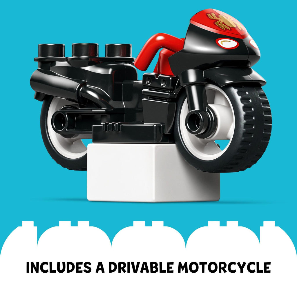 LEGO DUPLO Marvel Spin’s Motorcycle Adventure Fantasy Playset, Based on Spidey and His Amazing Friends TV Show, Build-and-Rebuild, Toddler Toys, Preschool Motorcycle Toy for Kids' Ages 2 and Up, 10424