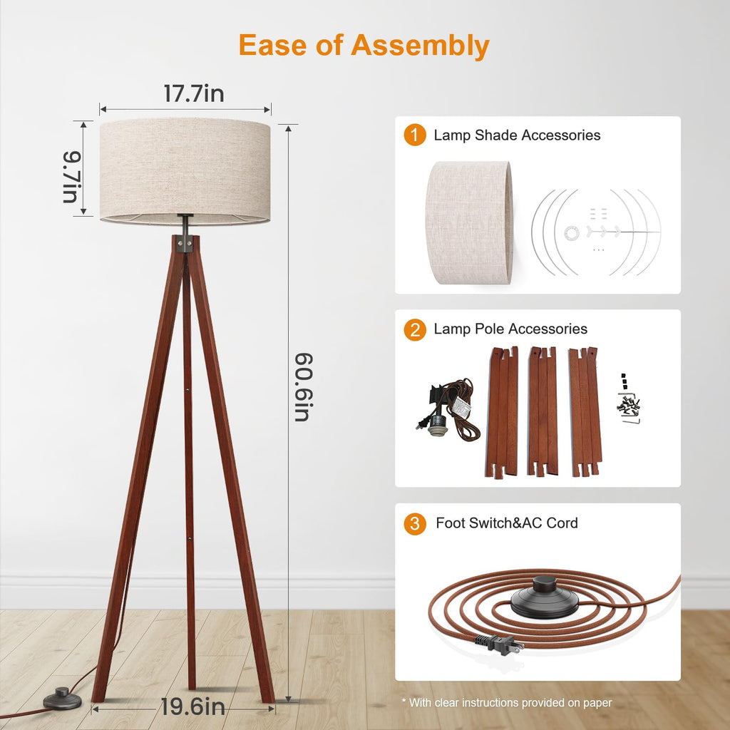 LEPOWER Tripod Floor Lamp Mid Century Modern Standing Lamps for Living Room