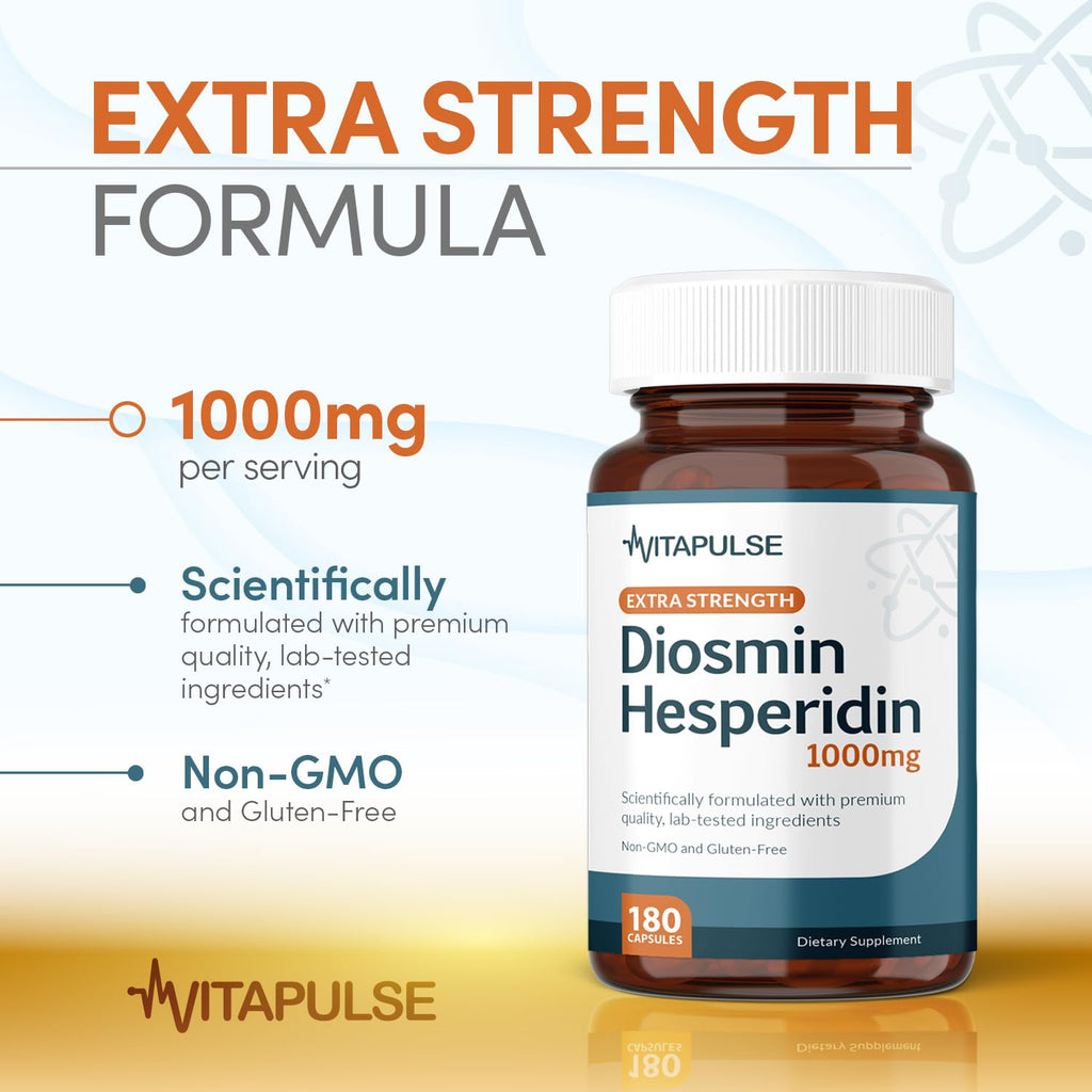 VitaPulse Hesperidin Plus 1000mg Per Serving (180 Vegetarian Capsules) - 90 Days Supply