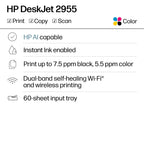 HP DeskJet 2955 Color Inkjet Printer | Wireless | All-in-One