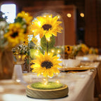 Touloube Sunflower Gifts for Women, Enchanted LED Sunflower Lamp, Unique Artificial Flowers in Glass Dome, Present for Christmas,Birthday, Anniversary, Wedding,Mother's Day for Wife Mom Grandma