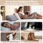 Queen Bed Wedge Pillow for Headboard Gap, Ergonomic Waves Bed Mattress Gap Filler(0-7") with High-Density Foam, Non-slip Bottom, Bed Gap Filler with Large Pockets & Washable Cover, Grey(60"x10"x6")