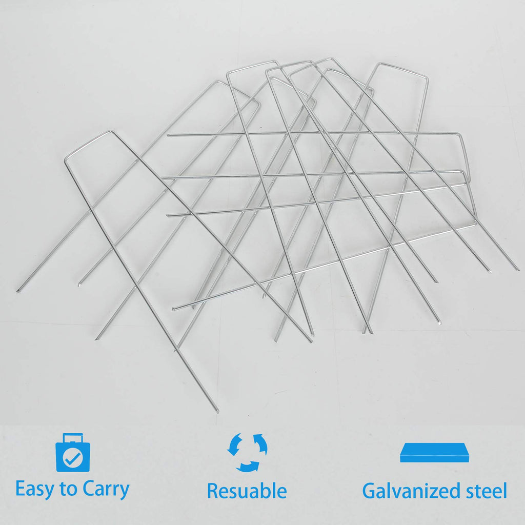 LANIAKEA Garden Stakes 8 Inch Metal Garden Staples 200 Pack Galvanized Landscape Pins Heavy Duty Landscape Stakes for Gardening Fence Landscape Ground Cover