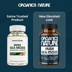 ORGANICS NATURE Irish Sea Moss Capsules 45 Servings | High Potency Seamoss Pills | Dr. Sebi Approved Sea Moss for Energy 90 Vegan Capsules