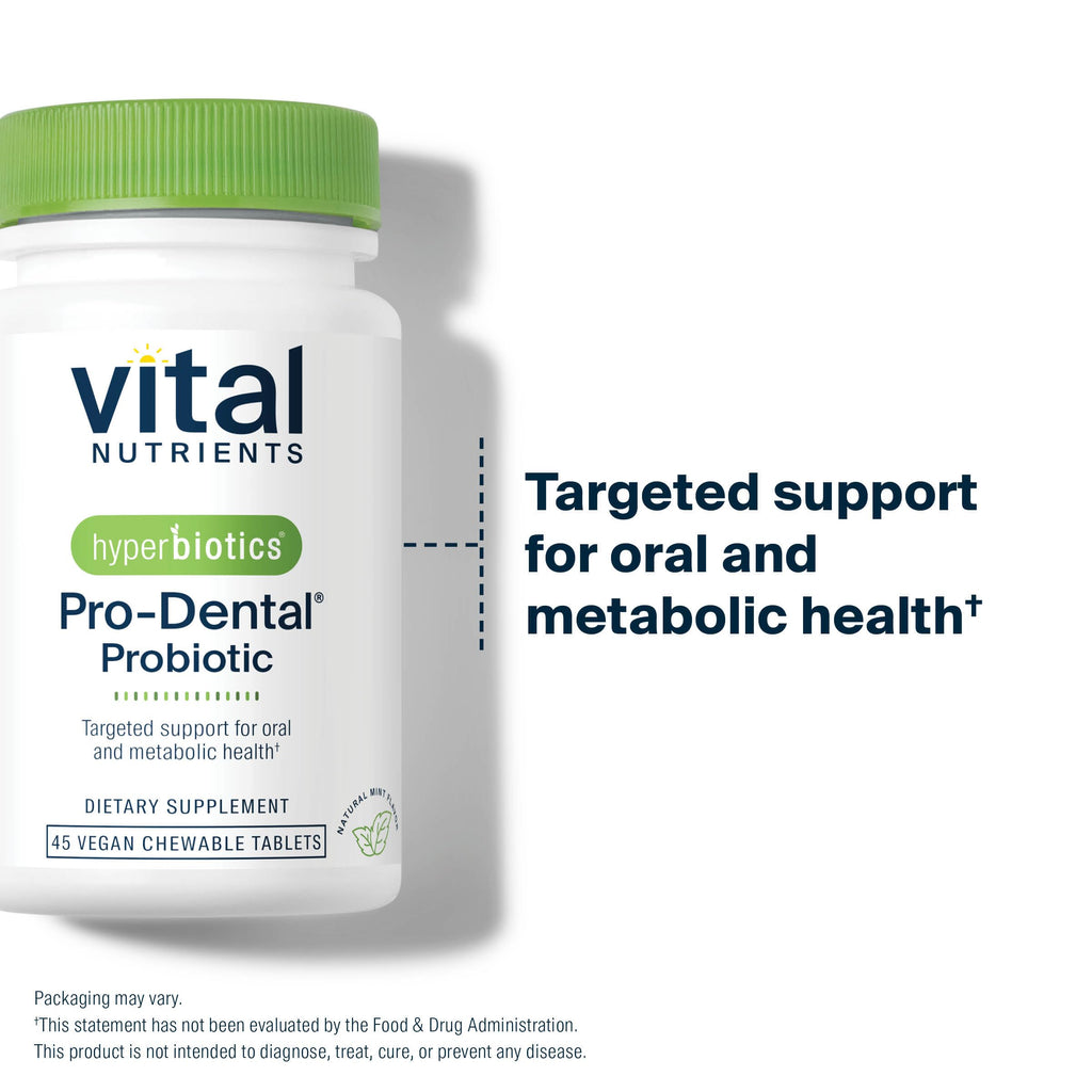 Hyperbiotics Vital Nutrients Pro Dental Probiotic | Clinically Studied BLIS K12 and M18 | Oral Probiotics for Bad Breath treatment for adults | Oral Health for teeth and gums | 45 Mint Tablets