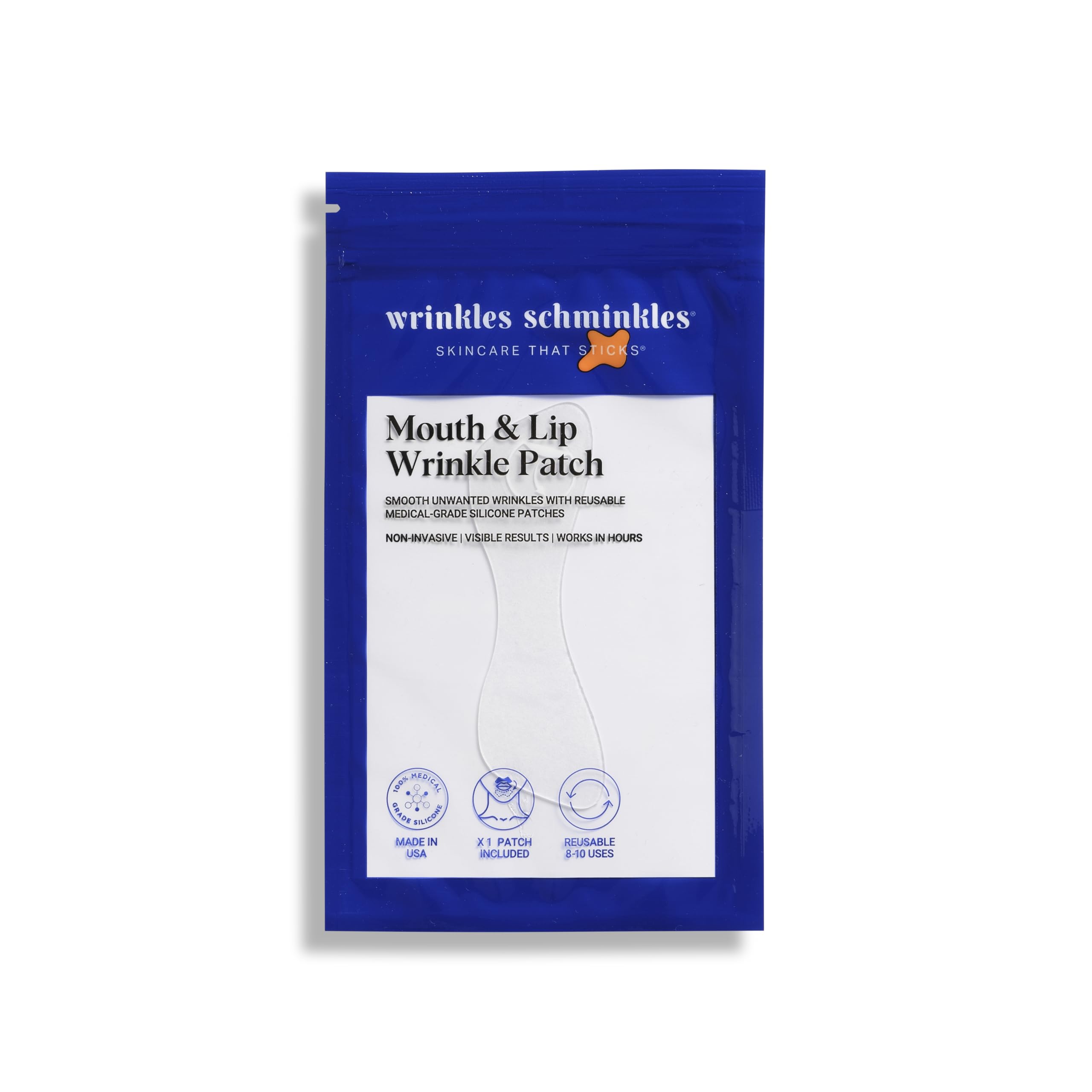 Wrinkles Schminkles Mouth & Lip Wrinkle Patch, 1-Pack, Reusable Hypoallergenic Medical Grad Silicone Smile Line Patches, Anti Wrinkle Sleep Patches for Lip Wrinkle Prevention