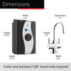 InSinkErator HOT250 Instant Hot and Cold Water Dispenser System, 2-Handle Drinking Water Faucet in Chrome with 2/3-Gallon, Filter-Compatible, Stainless Steel Tank, HC250C-SS