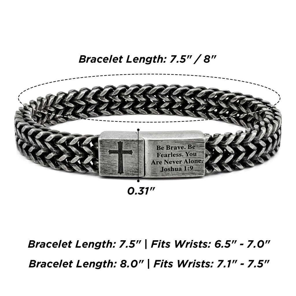 Mens Cross Bracelet Stainless Steel, Bible Verse Religious Christian Gift