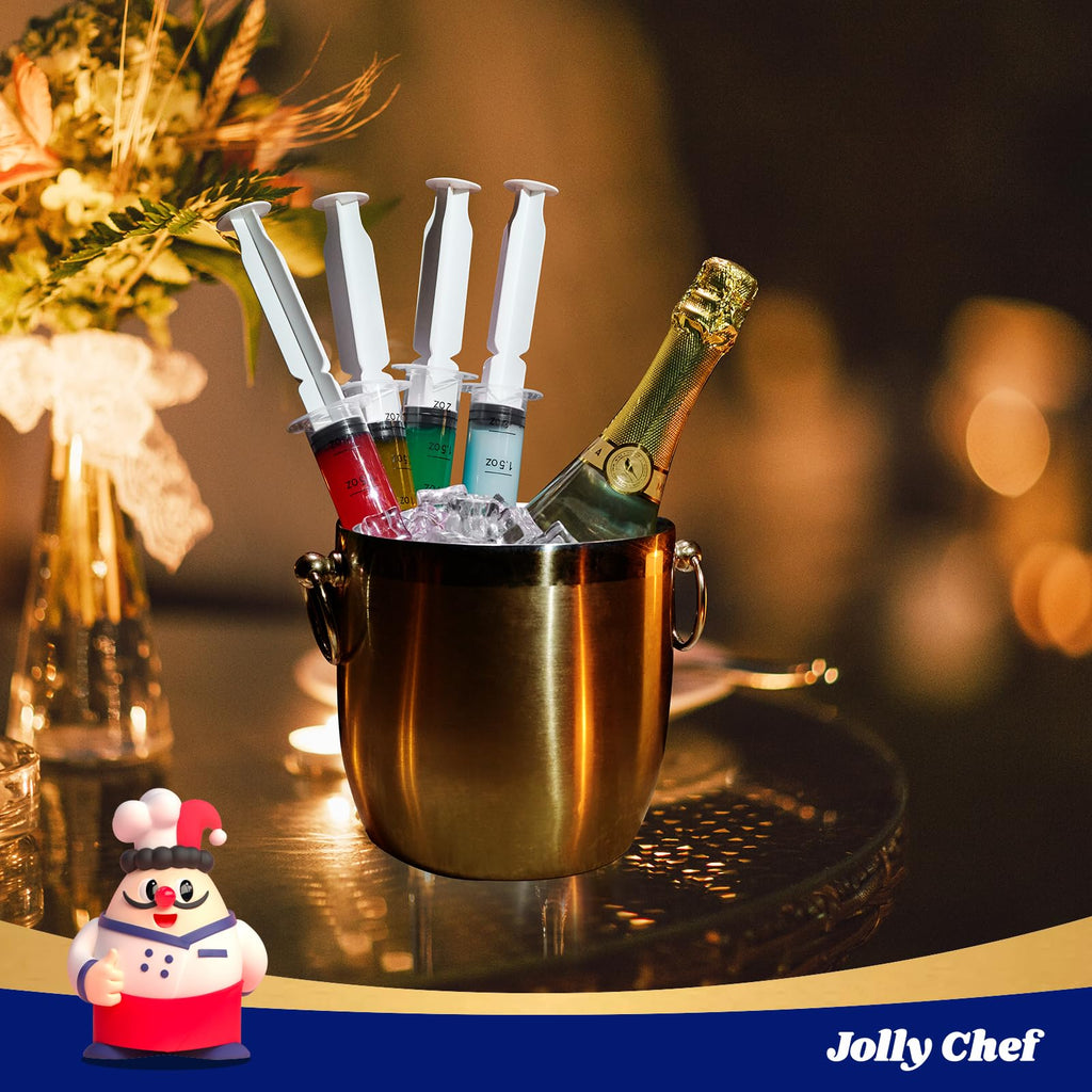 JOLLY CHEF 60 Pack Jelly Shot Syringes with Lids 2 oz Containers