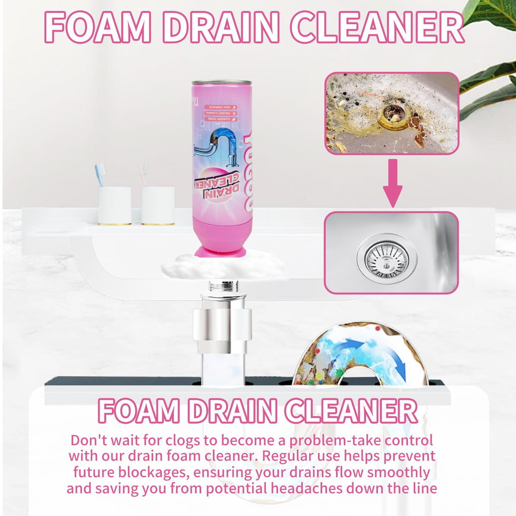 Yugou Foaming Drain Cleaner, Sink Cleaner and Deodorizer, Drain Clog Remover for Kitchen Sinks, Shower Drains, Tubs (1pcs)