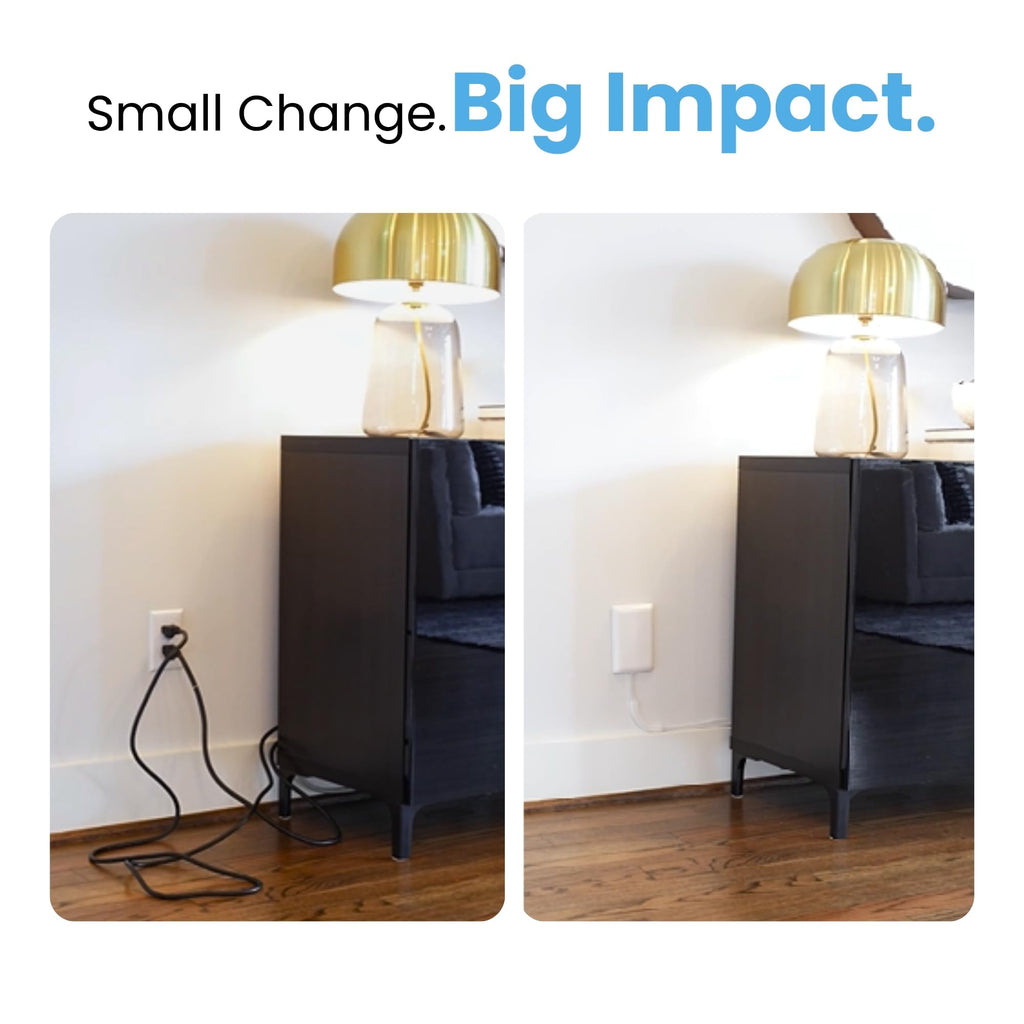 Sleek Socket Original & Patented Ultra-Thin Outlet Concealer with Cord Concealer Kit, Flat Extension Cord with Multi Outlets Power Strip, Ideal for Home Improvement, Hide Bulky and Messy Cords