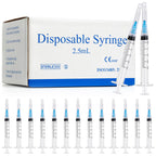 Meterbox 100 Pack 2.5ml Syringes with Needle - 23G 1 inch Disposable 2.5cc Luer Lock Syringe for Scientific Lab Use, Sterile Individually Wrapped