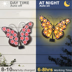 Solar Butterfly Lights Outdoor Metal Wall Decor with 30 Led Decorative