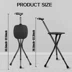 Yayayo Hold 440 lbs Folding Canes with Seat Walking Stick Height Adjustment Cane Seat Capacity Frosted Handle with Magnetic Therapy Stone Crutches Stool (Square LED)