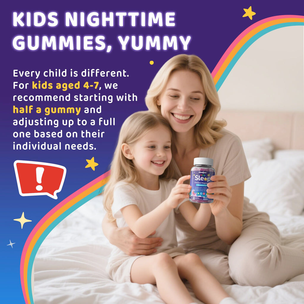 Kids Sleep Gummies, NO Melatonin Sleep Aid Gummies w/Magnesium Glycinate, Magnesium Malate, L-Theanine, Lavender, B6, Zinc, D3K2 for Restful Sleep, Relax Brain & Muscle, Immune Support, Non-GMO 2Pack