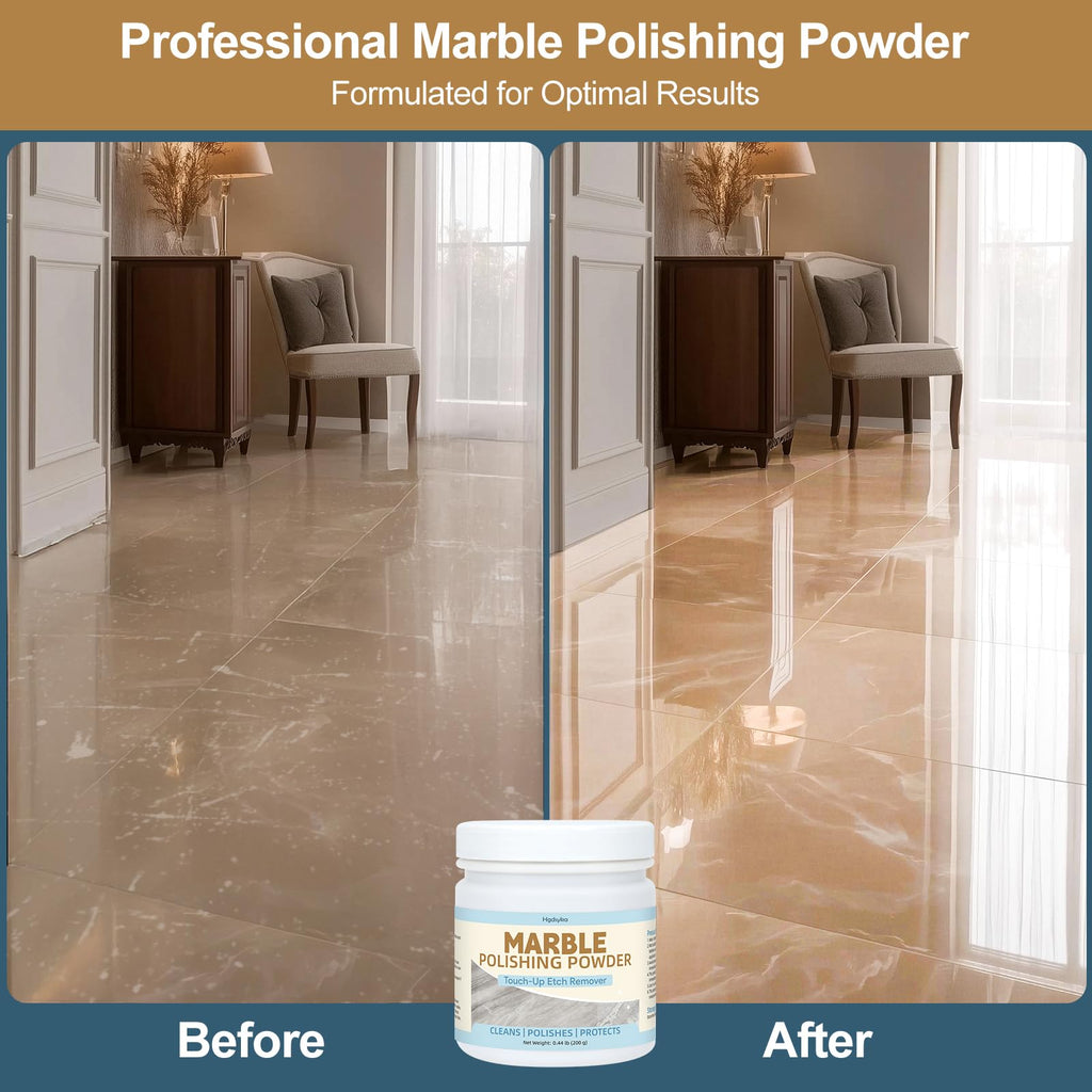 Marble Polishing Powder, Professional Touch-Up Etch Remover, Restore Shine Remove Water Stains Scratches Rings Etches for Marble Stone Granite Quartz Tile Floor Countertop Surfaces Polishing Care