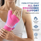 Thumb & Wrist Ice Pack Wrap, Thickened Ice Gel Pad, Ergonomic Fit, Long Lasting Cold & Warm for Carpal Tunnel Relief, Arthritis, Computer Overuse Injuries, Post-Surgery, Post-Workout, Pink, Size L/XL