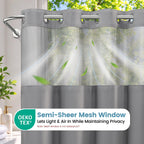 Ringless Waffle Shower Curtain with Snap in Liner Set,  71x74, Grey