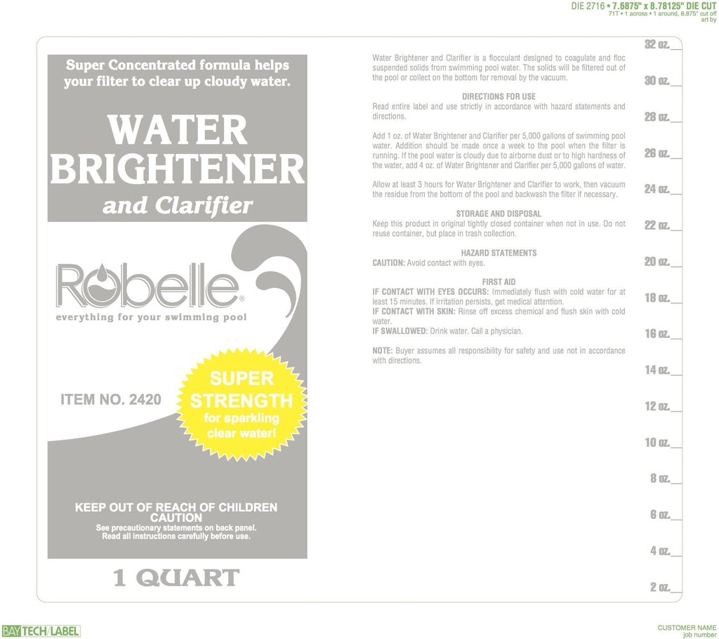 Robelle 1-Quart 4-Pack Premium Water Brightener and Clarifier, Pool Clarifier, Made in USA