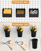 INCLY 30PCS Peg Board Organizer Accessories Kit, Pegboard Hooks Assortment with Bins, Cups, Wire Baskets and Paper Towel Holder for 1/8“ and 1/4” Pegboard Garage Workbench Craft Room Organizing Tools