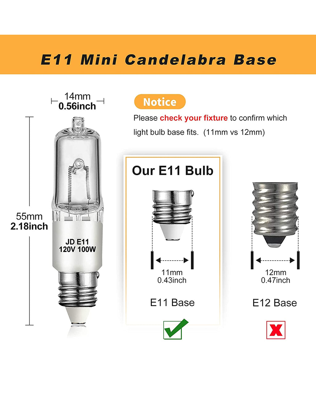 Jaenmsa 4 Pack JDE11 Bulb,120V 50W Halogen Mini Candelabra Bulbs,T4 JD E11 Bulb Dimmable 2700K Warm White(Replacement E11 LED Bulbs) for Chandeliers,Candelabra,Ceiling Fan,Table Lamps,Cabinet Lighting