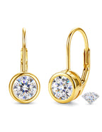 GEMQUEEN Moissanite Earrings 925 Sterling Silver Leverback Earrings 1.2CT