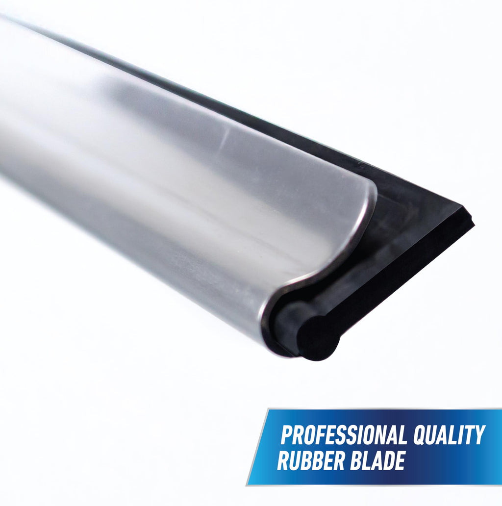 Unger Professional Connect and Clean 18” EZ Change Window and Glass Cleaning Squeegee, Large and Small Windows, Rubber Blade Tool for Streak-Free Results, Includes 12” Channel