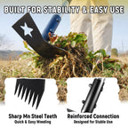 BlumeTrec 2-in-1 Weed Rake and Garden Hoe, 68" Weed Puller Tool with Long Handle, Manual Weeds Remover, Heavy Duty Stand Up Weeder Uprooting Weeding Pull Tool for Garden Yard Lawn Patio