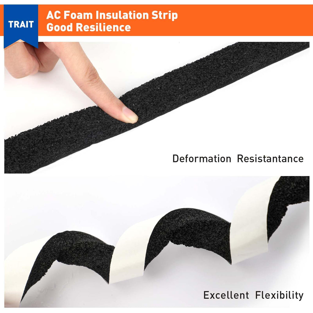 MAGZO Weather Stripping Door Seal 1 Inch W X 1/2 Inch T, Strong Adhesion and High Resilience Air Conditioner Foam Insulation for Cars, Total Length 13 Feet (6.5 ft x 2 Rolls)