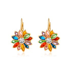 Barzel 18K Gold Plated Flower Earrings - Colorful Lotus Flower Earrings For Women - Made in Brazil