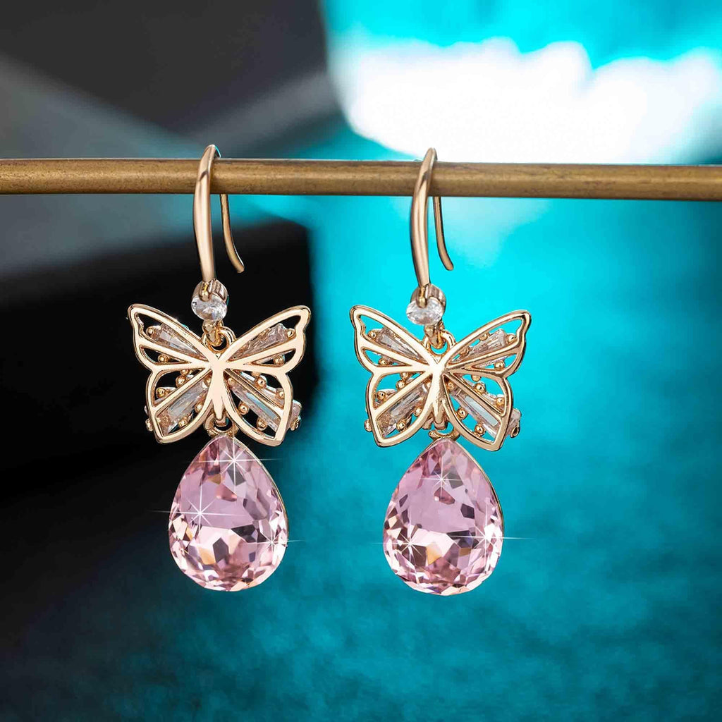 EVEVIC Austrian Crystal Butterfly Teardrop Drop Earrings for Women