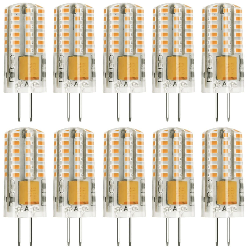 AIMEOKO G4 LED Bulb 12V Bi Pin Base Replace 20W Halogen Bulbs for Home and Landscape Lighting Non-dimmable, 3W Warm White 2700K, 10 Pcs