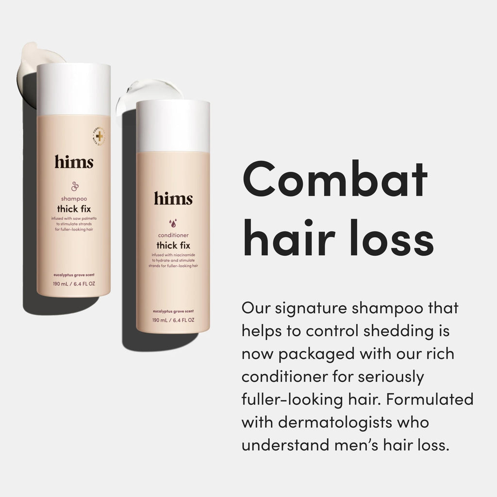 hims Thick Fix Shampoo & Conditioner Set - Saw Palmetto for Healthy Hair Growth & Thickening - Scalp Cleansing - Vegan, Sulfate-Free & Cruelty-Free - Eucalyptus Scent, 6.4 fl oz