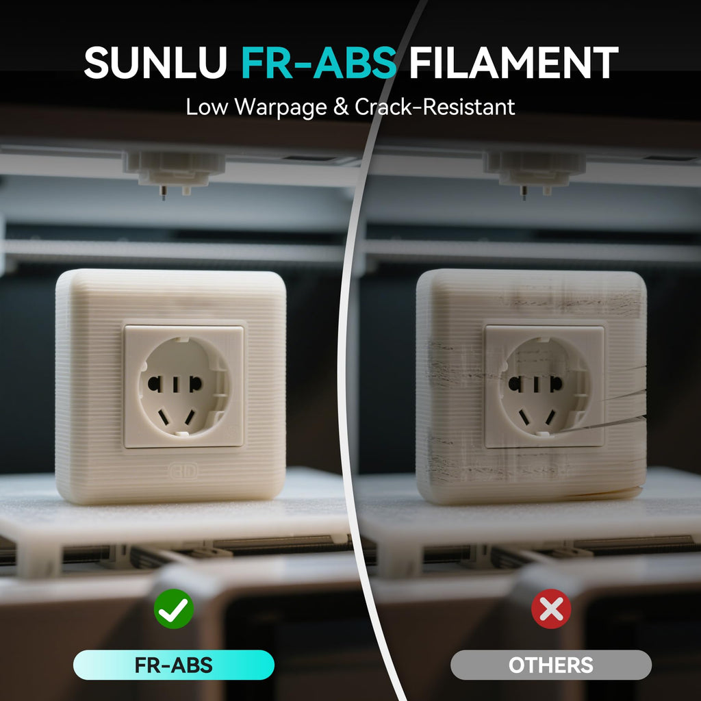 SUNLU FR-ABS 3D Filament 1.75mm 1KG, UL94 V0 Fireproof ABS Filament, Tough & Durable, Reusable Spool, for Electronics, Auto Parts & Tools, Warp-Free Printing, 1KG Spool(2.2lbs), Natural White