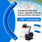 Pool Sand Filter Pump Hose, 1.25" Diameter Pool Filter Hose Replacement for Above Ground Pools, 16 Inch Pool Pump Hoses Compatible with Pump Sand Filter and Saltwater Systems(2 Pack, Blue)