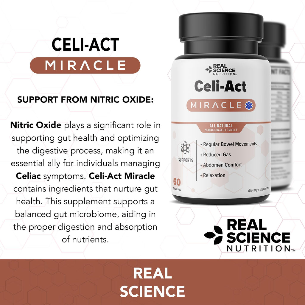 Real Science Celi-Act – Natural Gut Health Supplements for Digestive Support & Regular Bowel Movements – with Vinitrox & GABA for Gut Support, Reduced Gas & Abdomen Comfort – Made in USA, 60 Caps
